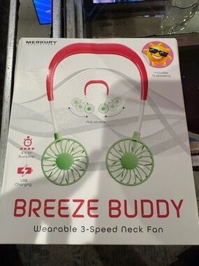 Breeze Buddy Wearable Neck Fan - Pink & Green